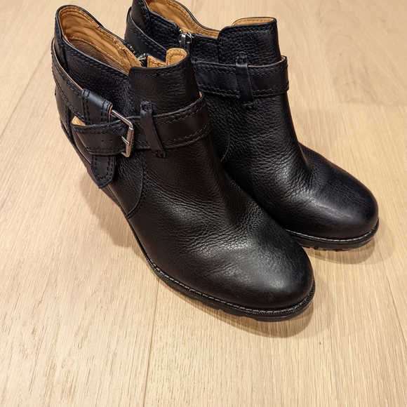 Black Leather Wedge Ankle Boots Sperry Gold Cup - Picture 6 of 10